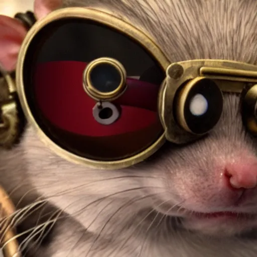 Prompt: a rat with steampunk googles, by Hideaki anno