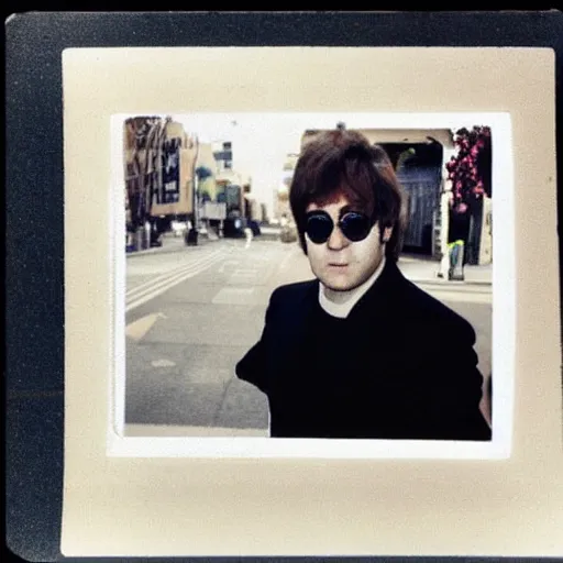 Prompt: elton john lennon in hollywood street, polaroid photo, perfect photo, photo pinterest