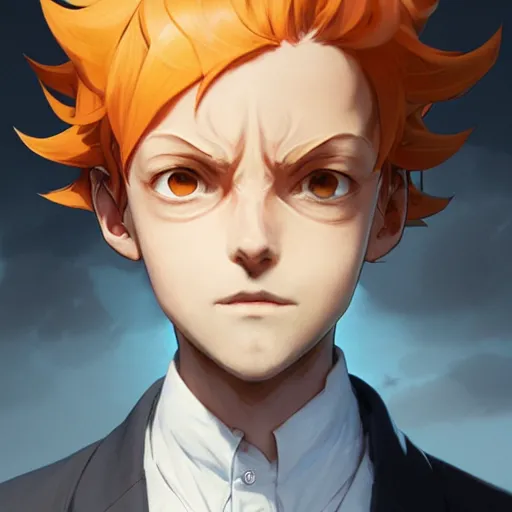 Portrait of Ray from the promised neverland, hair, Stable Diffusion