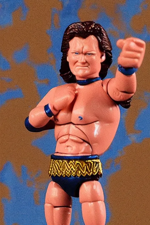 Image similar to detailed illustration, conan o'brien as a 1 9 8 0 s wrestling action figure