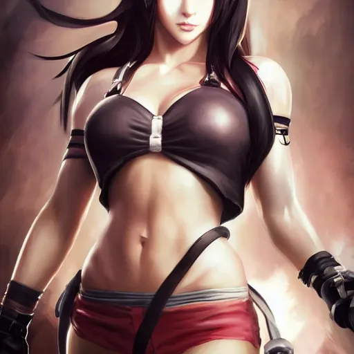 Image similar to tifa lockhart by Stanley Artgerm Lau, WLOP, Rossdraws, James Jean, Andrei Riabovitchev, Marc Simonetti