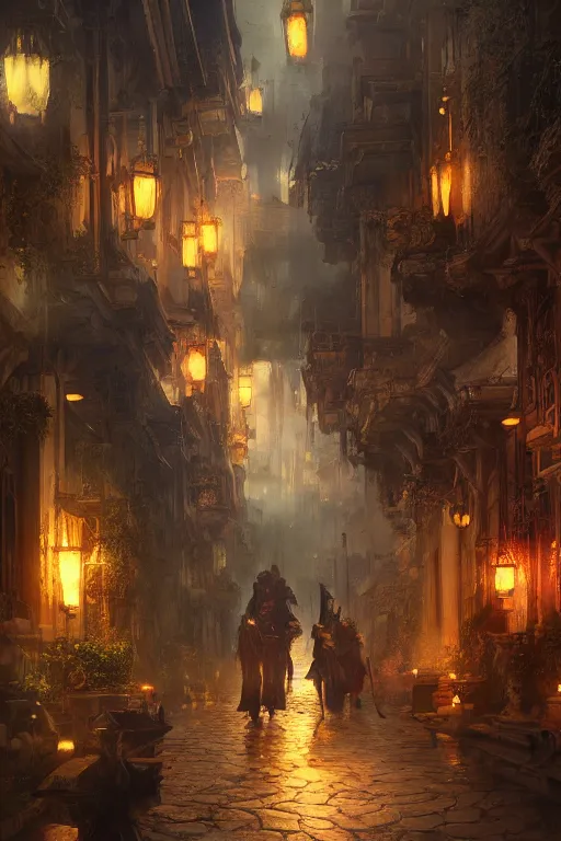 Prompt: inside the antique city of Avalon at dusk, intricate, elegant, volumetric lighting, digital painting, highly detailed, artstation, sharp focus, illustration, concept art, ruan jia, steve mccurry