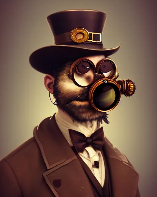 Image similar to steampunk male pepe portrait, handsome, steampunk hat, detective coat, steampunk monocle, complex 3 d render by ilya kuvshinov, peter mohrbacher, greg rutkowski, ryohei hase, dramatic lighting, intricate, highly detailed, sharp focus, luminous, unreal engine, blender, artstation, masterpiece, ray tracing
