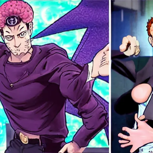 Prompt: Mark Zuckerberg posing in Jojo’s bizarre adventure, anime