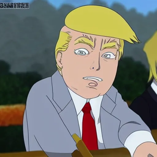 Image similar to donald trump in an anime, studio ghibli style,