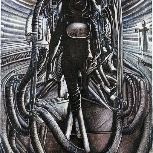 Image similar to astronaut entering Valhalla by H. R. Giger