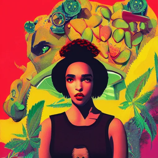 Prompt: Album Art for FKA Twigs, \'Emulador\', psx, 3d shapes, Video Games, marijuana, smoke, by Sachin Teng, Trending on artstation