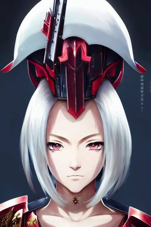 Image similar to portrait of Anime sister of battle, Warhammer 40000, cute-fine-face, white-short-hair pretty face, realistic shaded Perfect face, fine details. Anime. realistic shaded lighting by Ilya Kuvshinov katsuhiro otomo ghost-in-the-shell, magali villeneuve, artgerm, rutkowski, WLOP Jeremy Lipkin and Giuseppe Dangelico Pino and Michael Garmash and Rob Rey