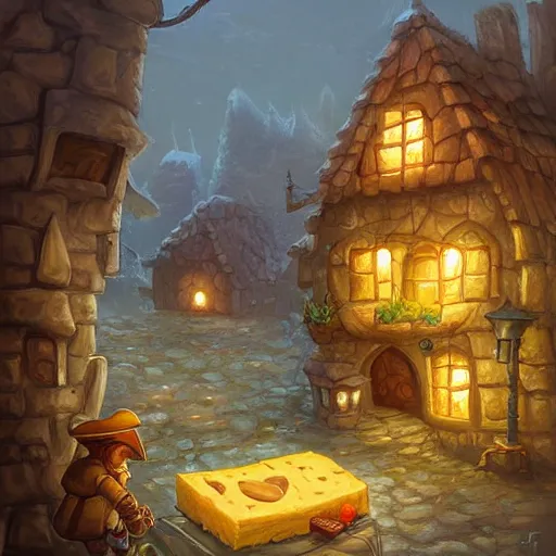 Image similar to a house made of cheese, fantasy, digital art, highly detailed, by andreas rocha
