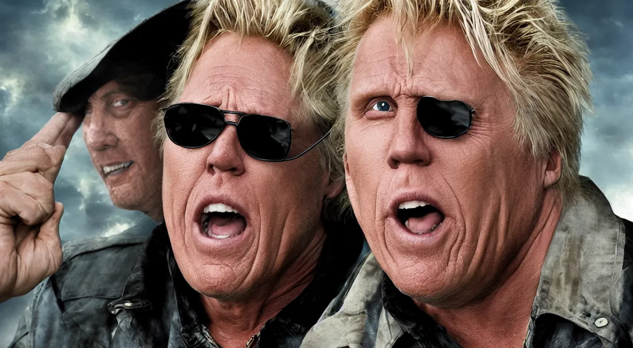 Prompt: gary busey in the apocalypse