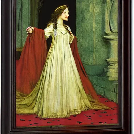 Image similar to beautiful young medieval queen by howard pyle