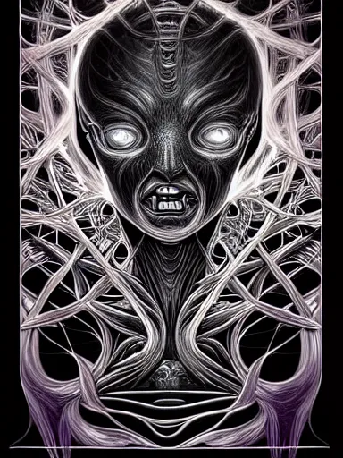 Image similar to ! dream portrait study, lord of regeneration, illustrated on black paper by nychos, artgerm, moebius, alex grey, android jones : : fractal lotus pattern : : digital painting, digital art, concept art, character design, imaginefx : : hyperrealism, dark fantasy