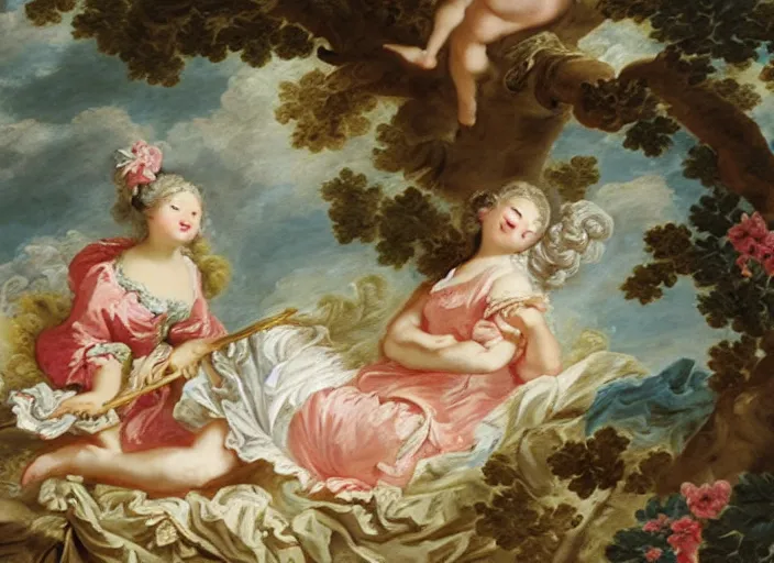 Image similar to rococo painting François Boucher high detail fancy cake