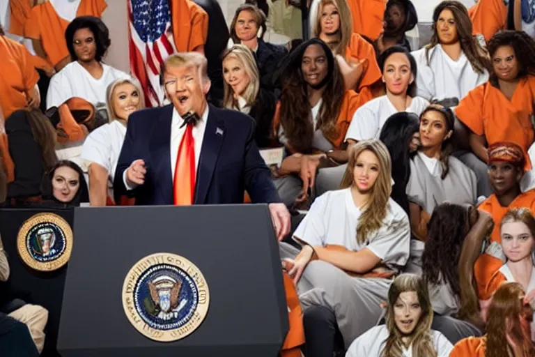 Image similar to Donald Trump cast as the lead in Orange is the new black