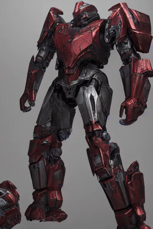 Prompt: hyper detailed cinematic rendering cg artwork, azure crimson skinny full body heavy armor armored core, weathering armor plating, endoekeleton exposure, 8 k, octane render, unreal engine, ray tracing