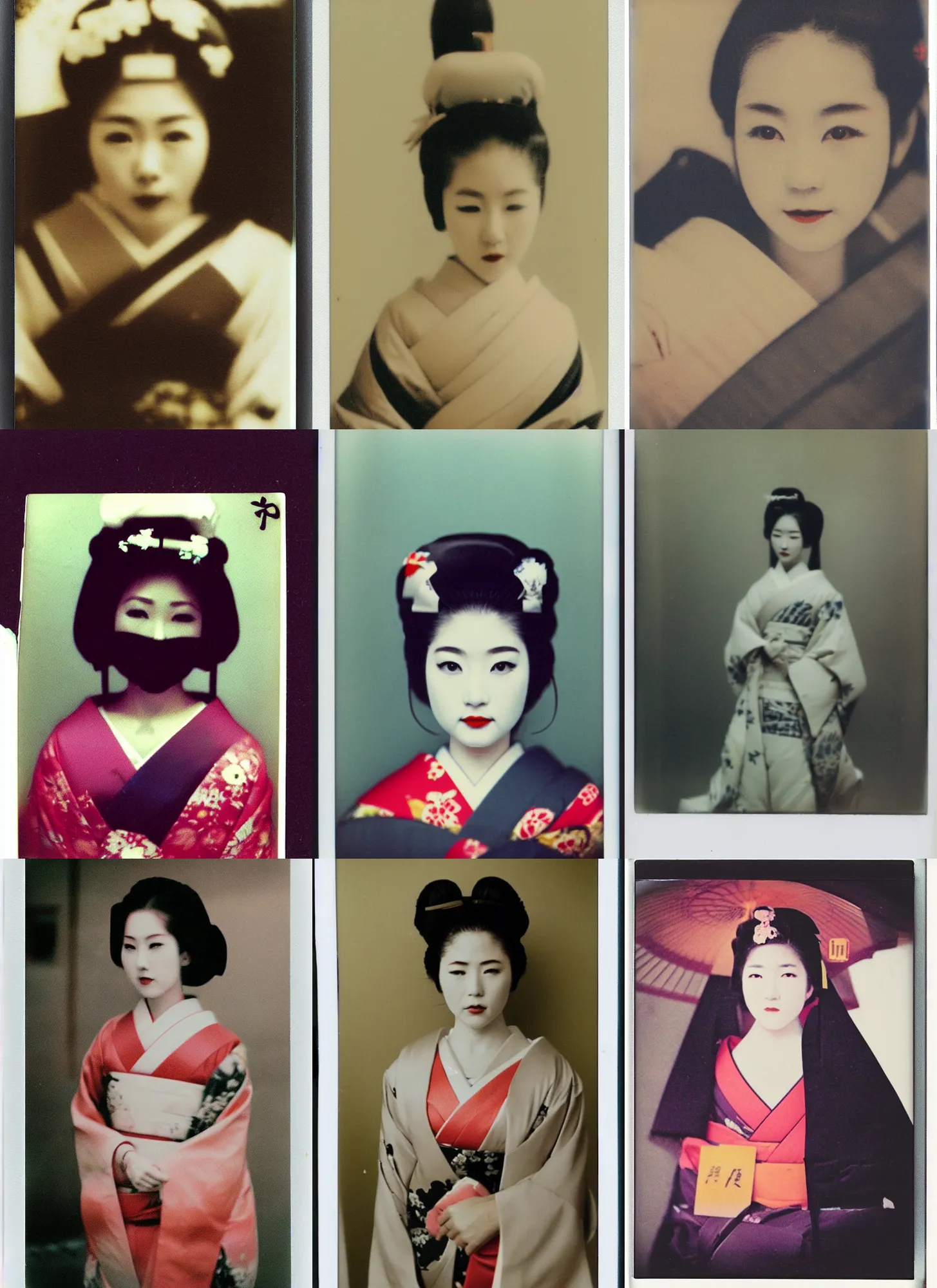 Prompt: Portrait Photograph of a Japanese Geisha Polaroid 600 Film