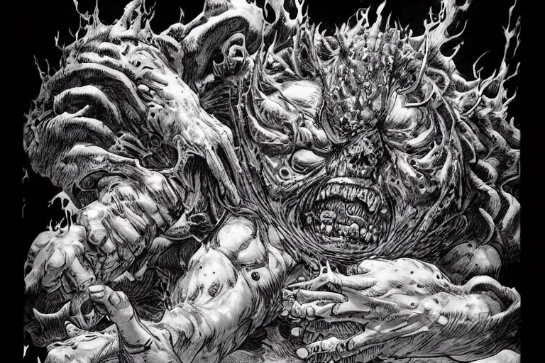 Image similar to Now I am become death, the destroyer of worlds. by kentaro miura, by kim jung gi