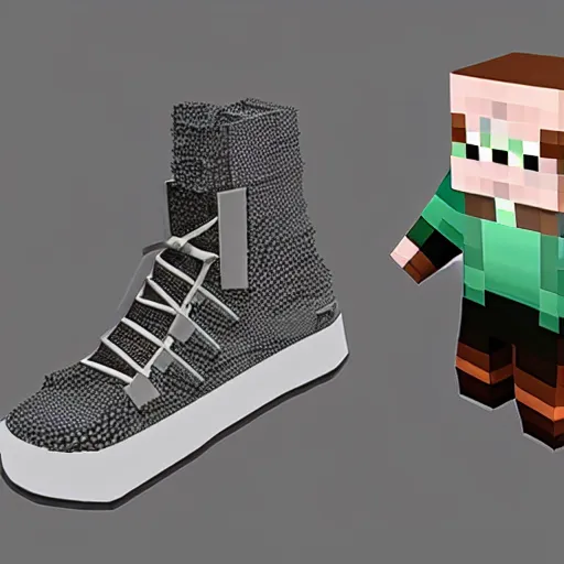 Image similar to balenciaga sneakers in minecraft, highly detailed, rim light, art, cinematic lighting, very coherent, hyper realism, high detail, 8 k, colorful