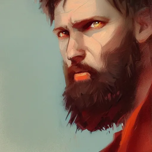 Image similar to portrait of a man by greg rutkowski, he is about 3 0 years old, english, short red hair, blue eyes, red beard, highly detailed portrait, digital painting, artstation, concept art, smooth, sharp foccus ilustration, artstation hq