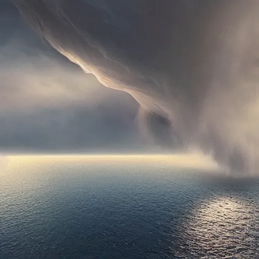 Prompt: “ tornado in the ocean detailed realistic 8 k resolution concept art ”