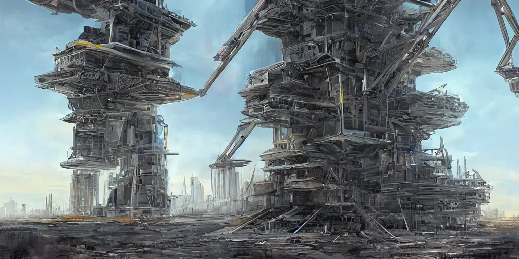 Image similar to scifi construction, great composition by ben arolson