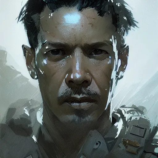 Prompt: portrait of war veteran, dramatic lighting, illustration by Greg rutkowski, yoji shinkawa, 4k, digital art, concept art, trending on artstation