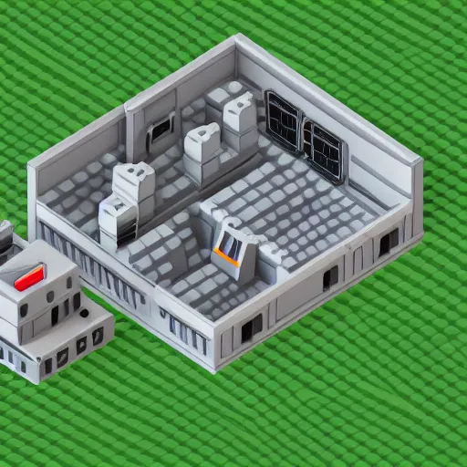 Prompt: settlement inside a computer case. voxel art