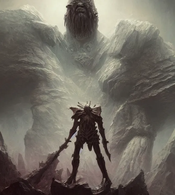 Prompt: crystal golem concept, beksinski, age of sigma art, frank franzetta, ruan jia, dark soul armor concept, trending on artstation, wayne barlowe, adrian smith fantasy art, elden ring art, the hobbit art, lord of the ring art, infinity blade armor