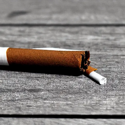 Prompt: poorly rolled cigarette