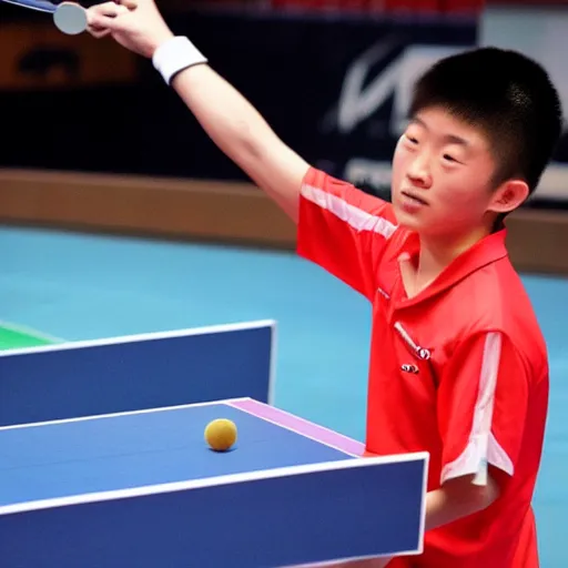 Image similar to ma long table tennis champion in space