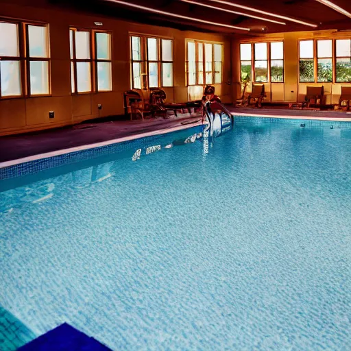 Image similar to dslr photograph of a liminal space indoor pool