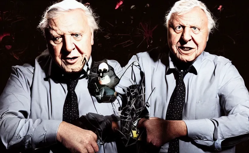 Image similar to Sir David Attenborough in Five Night's at Freddy's