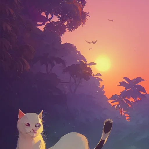 Prompt: cat in the paradise of cats, art gta 5 cover, official fanart behance hd artstation by jesper ejsing, by rhads, makoto shinkai and lois van baarle, ilya kuvshinov, ossdraws, by feng zhu and loish and laurie greasley, victo ngai, andreas rocha, john harris