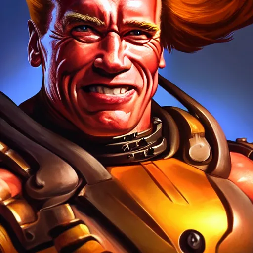 Prompt: a screenshot of arnold schwarzenegger as junkrat in overwatch holding tnt, portrait, fantasy, beautiful face, vivid colors, elegant, concept art, sharp focus, digital art, hyper - realistic, 4 k, unreal engine, highly detailed, hd, dramatic lighting by brom, trending on artstation