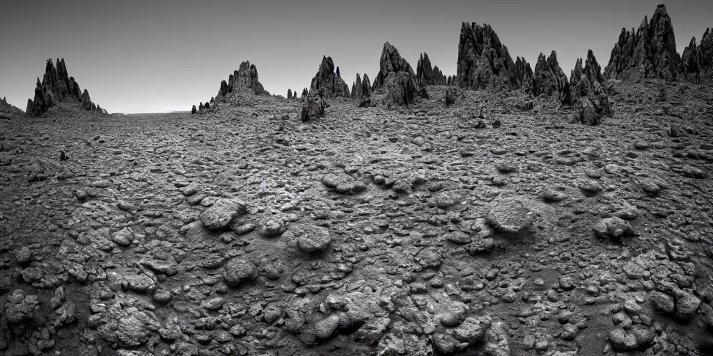 Image similar to the surface of an alien planet award winning photography by ansel adams