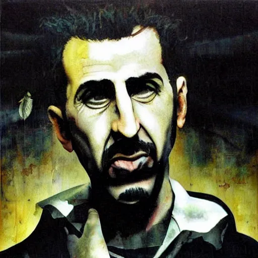 Prompt: Serj Tankian by Dave McKean