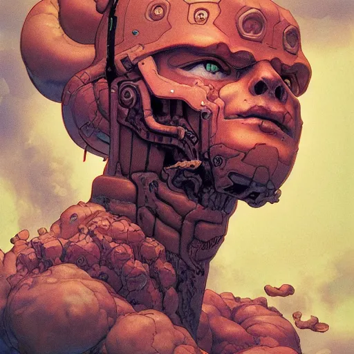 Image similar to prompt : ragnarok stalker portrait soft light painted by james jean and katsuhiro otomo and erik jones, inspired by akira anime, smooth face feature, intricate oil painting, high detail illustration, sharp high detail, manga and anime 1 9 9 9