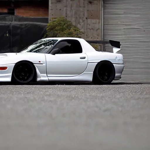 Prompt: white mazda rx 7 fd on bbs rs