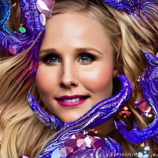 Prompt: Kristen Bell as a mermaid, vogue, perfect face, intricate, Sony a7R IV, symmetric balance, polarizing filter, Photolab, Lightroom, 4K, Dolby Vision, Photography Award