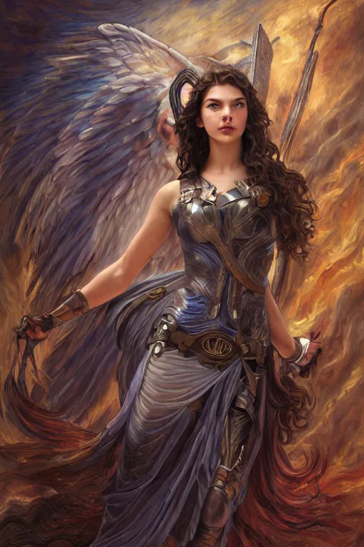 Image similar to Mystical Valkyrie, Gal Gadot, hybrid, Anya Taylor-Joy, Portrait of a beautiful female Reptilian warrior, Regal, Realistic, Refined, Detailed Digital Art, Josephine wall, Oil Painting, William-Adolphe Bouguereau, Art Frahm, Esao Andrews, Steampunk, Walt Disney (1937), Highly Detailed, Cinematic Lighting, Unreal Engine, 8k, HD