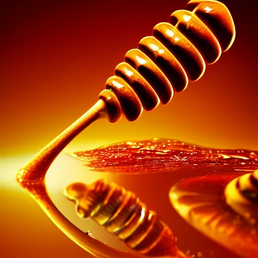 Prompt: honey dipper!!, dripping honey, onto the planet earth!! highly detailed, dynamic shadows, 4 k, wallpaper, professional photo, caustics