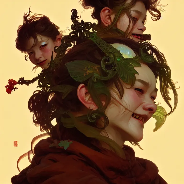 Image similar to beautiful goblin, highly detailed, digital painting, artstation, sharp focus, illustration, art by tan zi and ayanamikodon and alphonse mucha and wlop