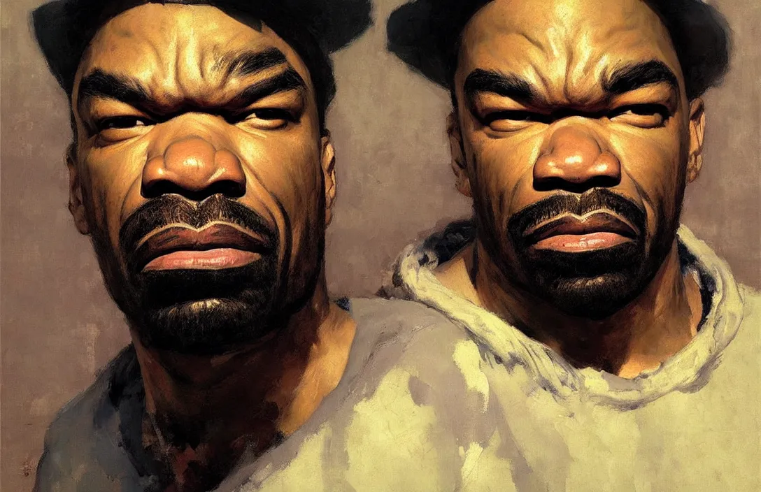 Prompt: portrait of method man!!!!!!!!!!!!!!!!!!!!!!!!!!!, detailed face, detailed painting,, epic lighting, by ilya repin, phil hale and kent williams