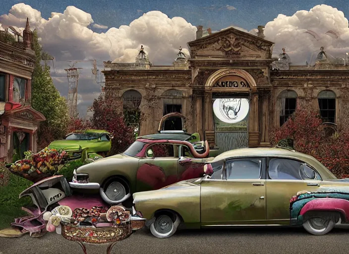 Prompt: the world inside a car batery, lowbrow, matte painting, 3 - d highly detailed, in the style of mark ryden,