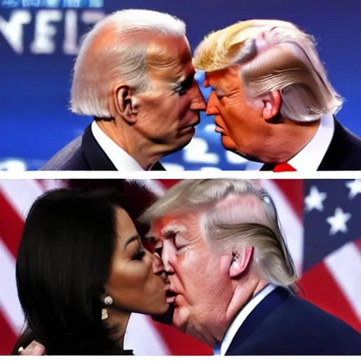 Prompt: Joe Biden kissing Donald Trump, lovely