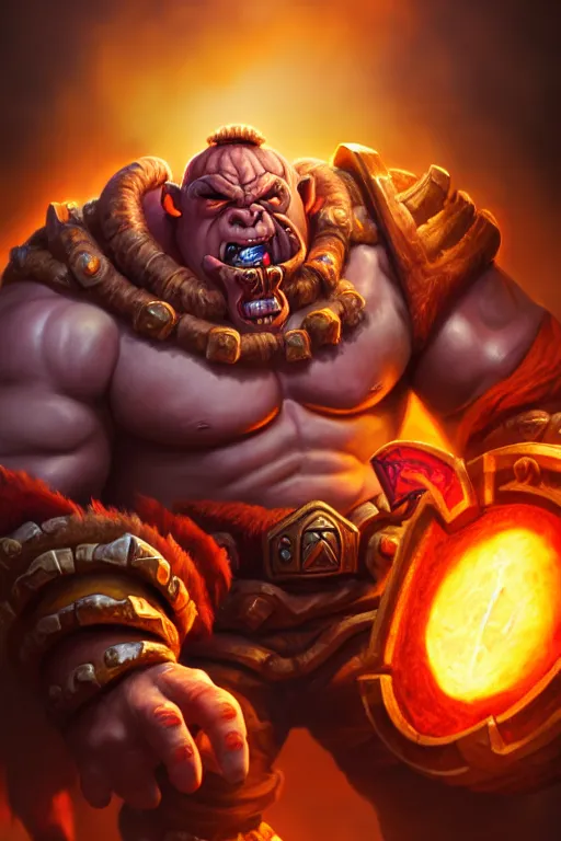 Prompt: garrosh as gigachad with heartstone card, realistic, trending on artstation, digital art, 4 k, hyper realistic, splash art, sharp focus