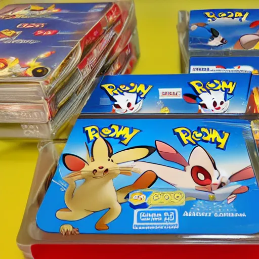 Prompt: photo of tom and jerry pokemon card packs in target