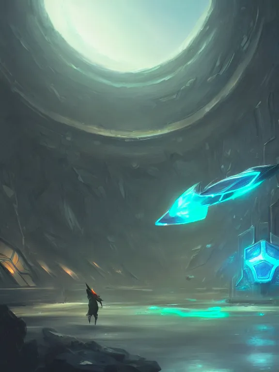 Image similar to sci fi environment concept art featuring a shield enchanted with energy,, legendary item, sci - fi fantasy, trending on artstation, stylistic, 3 d, hyper realistic, by kawacy and makoto shinkai