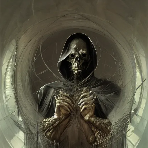 Prompt: death himself, physically accurate, moody dynamic lighting, very very intricate, very very elegant, highly detailed, digital painting, artstation, HR GIGER, Hieronymus Bosch, Francis Bacon, concept art, smooth, very beautiful, sharp focus, illustration, art by artgerm and greg rutkowski and alphonse mucha