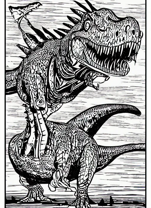 Image similar to dinosaur woodcut print by Samuel Jessurun de Mesquita